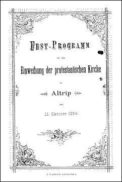 Fest-Programm für die Einweihung der Protestantischen Kirche in Altrip im Oktober 1894
