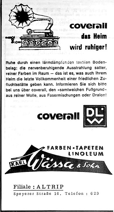 Nachrichtenblatt der Gemeinde Altrip | Donnerstag, den 16. Juli 1964 | 5. Jahrgang - Nummer 29 - Fa. Wässa & Sohn Nachrichtenblatt der Gemeinde Altrip | Donnerstag, den 16. Juli 1964 | 5. Jahrgang - Nummer 29 - Fa. Wässa & Sohn