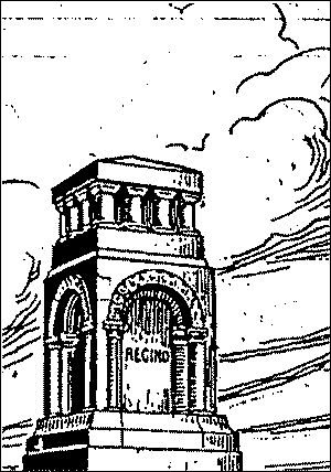 Das Regino-Denkmal in Altrip, eingeweiht am 19. November 1911.