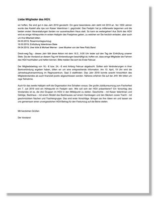 Mitgliederbrief – Januar 2019