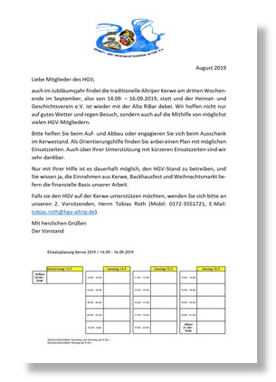 Mitgliederbrief – August 2019