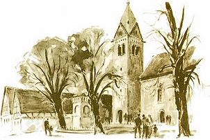 Ev. Pfarrkirche von 1750 mit romanischem Turm um 1200