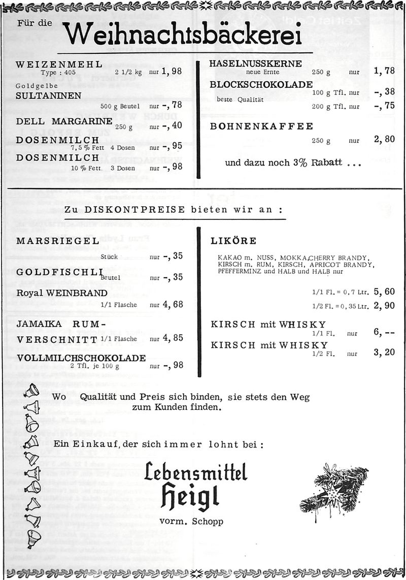 Lebensmittel Heigl (Nachrichtenblatt der Gemeinde Altrip | Donnerstag, den&nbsp;29. November 1962 | 3. Jahrgang - Nummer 48)