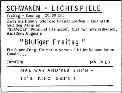 SCHWANEN-LICHTSPIELE (Nachrichtenblatt der Gemeinde Altrip | Donnerstag, den&nbsp;1. März 1973 | 14. Jahrgang - Nummer 9)