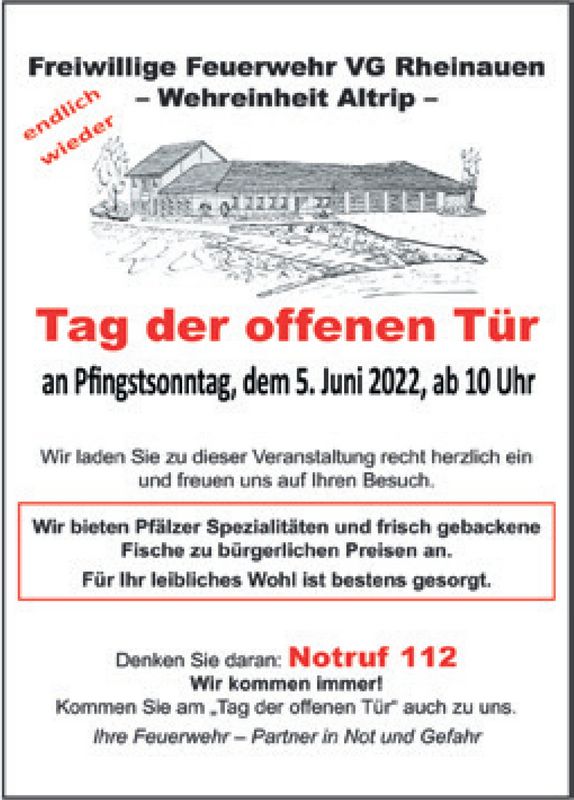 Tag der offenen Tür - Freiwillige Feuerwehr&nbsp;VG Rheinauen - Wehrgruppe Altrip