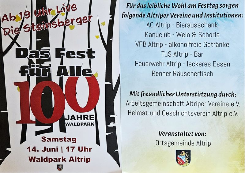 100 Jahre Waldpark Altrip 100 Jahre Waldpark Altrip